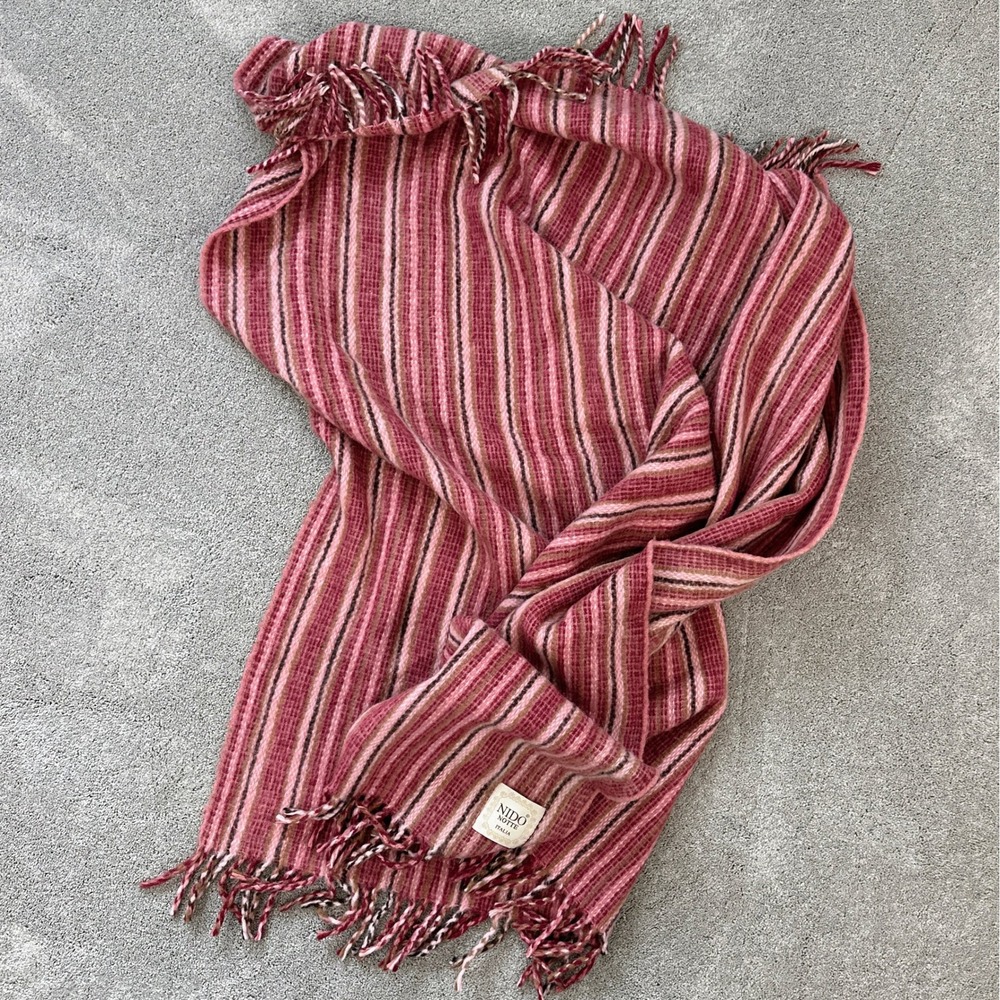 Nido Notte Striped Throw Blanket  Pink Brown Good